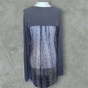 Rudsak Grey HiLo Mixed Media Snake Skin Print Long Sleeve Top M